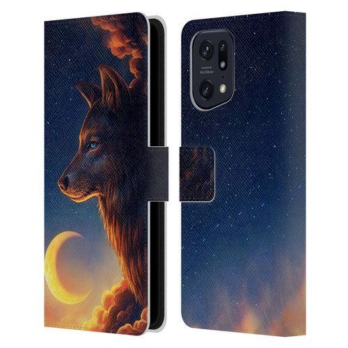 Jonas "JoJoesArt" Jödicke Wildlife 2 Golden Moon Leather Book Wallet Case Cover For OPPO Find X5