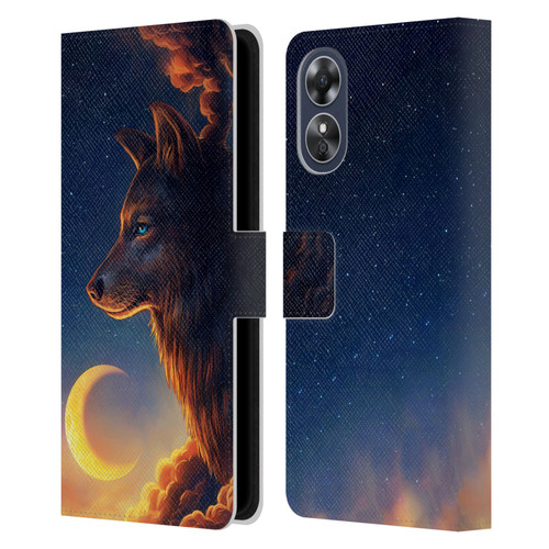 Jonas "JoJoesArt" Jödicke Wildlife 2 Golden Moon Leather Book Wallet Case Cover For OPPO A17