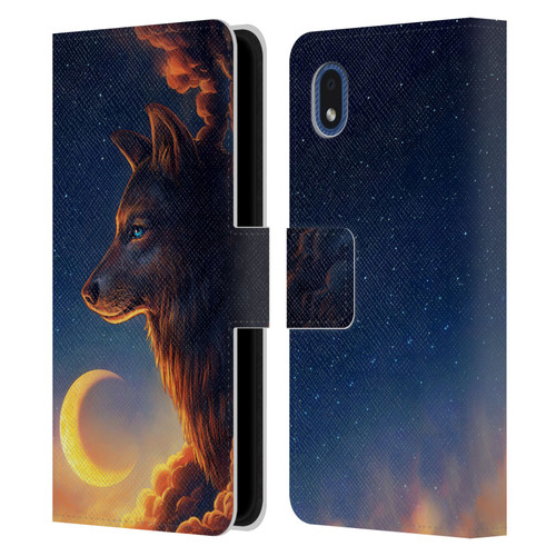 Jonas "JoJoesArt" Jödicke Wildlife 2 Golden Moon Leather Book Wallet Case Cover For Samsung Galaxy A01 Core (2020)