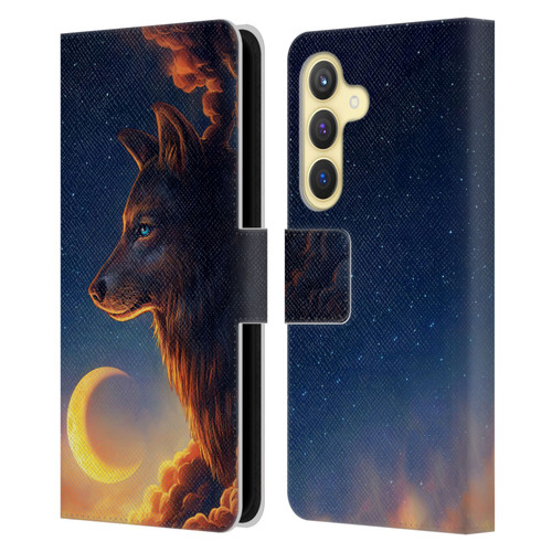 Jonas "JoJoesArt" Jödicke Wildlife 2 Golden Moon Leather Book Wallet Case Cover For Samsung Galaxy S24 5G