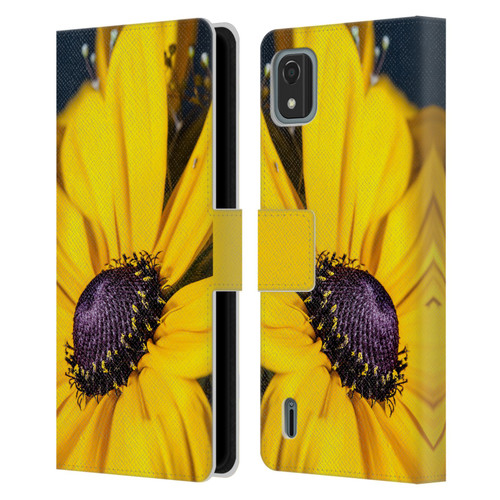 PLdesign Flowers And Leaves Daisy Leather Book Wallet Case Cover For Nokia C2 2nd Edition