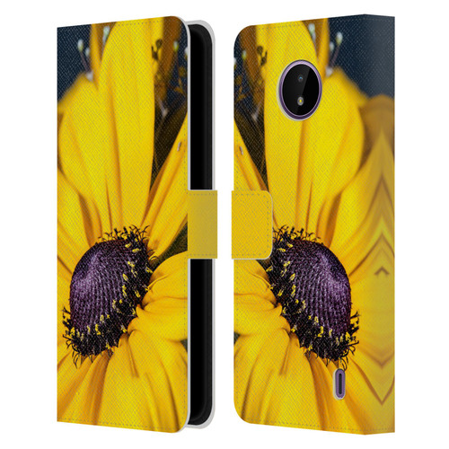 PLdesign Flowers And Leaves Daisy Leather Book Wallet Case Cover For Nokia C10 / C20