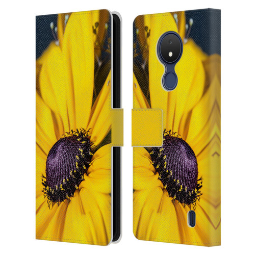 PLdesign Flowers And Leaves Daisy Leather Book Wallet Case Cover For Nokia C21