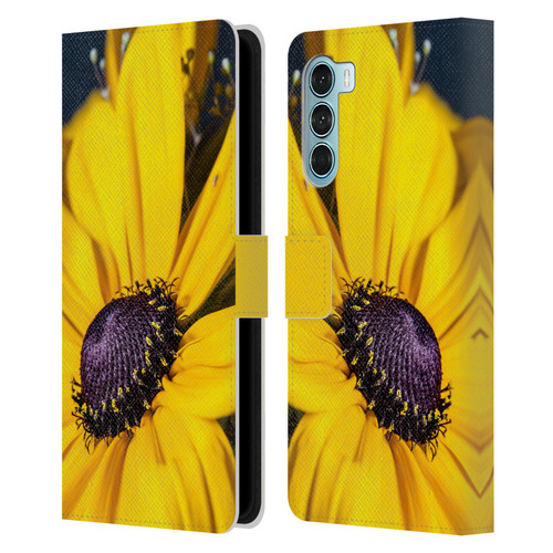 PLdesign Flowers And Leaves Daisy Leather Book Wallet Case Cover For Motorola Edge S30 / Moto G200 5G