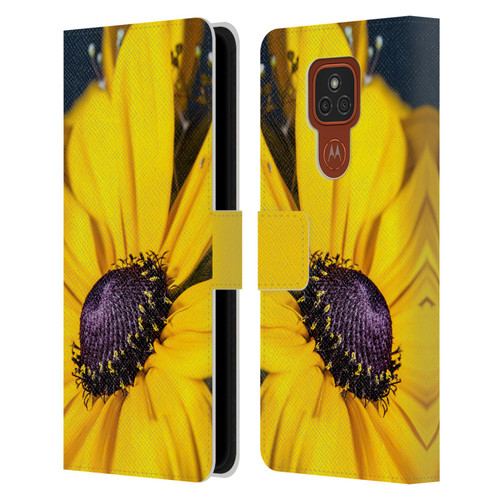PLdesign Flowers And Leaves Daisy Leather Book Wallet Case Cover For Motorola Moto E7 Plus