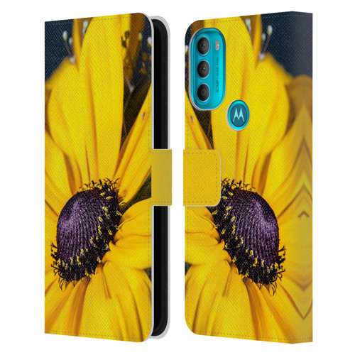 PLdesign Flowers And Leaves Daisy Leather Book Wallet Case Cover For Motorola Moto G71 5G