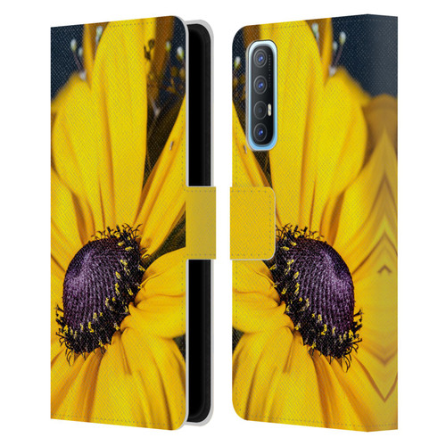 PLdesign Flowers And Leaves Daisy Leather Book Wallet Case Cover For OPPO Find X2 Neo 5G