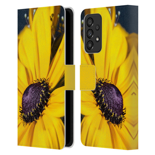 PLdesign Flowers And Leaves Daisy Leather Book Wallet Case Cover For Samsung Galaxy A33 5G (2022)
