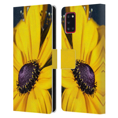 PLdesign Flowers And Leaves Daisy Leather Book Wallet Case Cover For Samsung Galaxy A31 (2020)