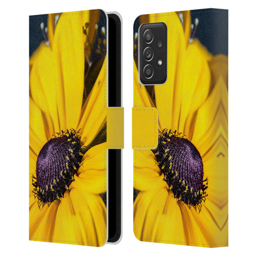PLdesign Flowers And Leaves Daisy Leather Book Wallet Case Cover For Samsung Galaxy A52 / A52s / 5G (2021)