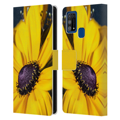 PLdesign Flowers And Leaves Daisy Leather Book Wallet Case Cover For Samsung Galaxy M31 (2020)