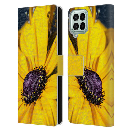 PLdesign Flowers And Leaves Daisy Leather Book Wallet Case Cover For Samsung Galaxy M53 (2022)