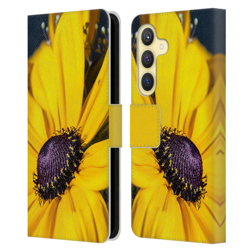 PLdesign Flowers And Leaves Daisy Leather Book Wallet Case Cover For Samsung Galaxy S24 5G