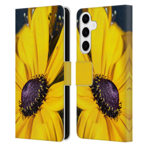 PLdesign Flowers And Leaves Daisy Leather Book Wallet Case Cover For Samsung Galaxy S24+ 5G