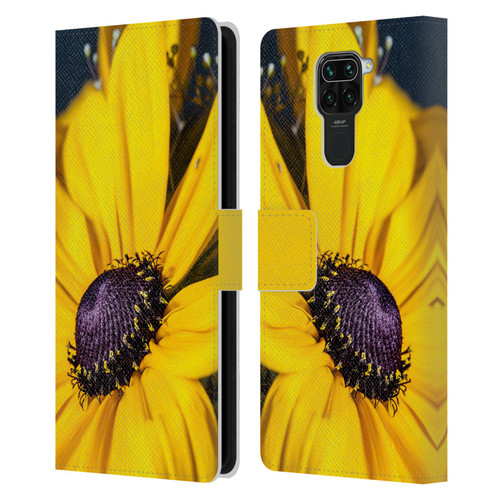 PLdesign Flowers And Leaves Daisy Leather Book Wallet Case Cover For Xiaomi Redmi Note 9 / Redmi 10X 4G