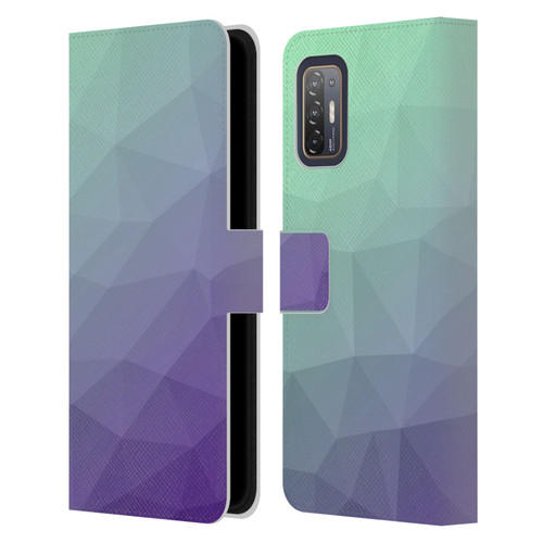 PLdesign Geometric Purple Green Ombre Leather Book Wallet Case Cover For HTC Desire 21 Pro 5G