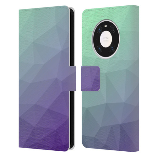 PLdesign Geometric Purple Green Ombre Leather Book Wallet Case Cover For Huawei Mate 40 Pro 5G