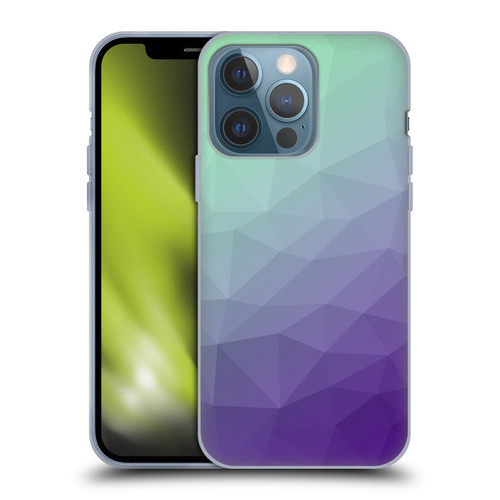 PLdesign Geometric Purple Green Ombre Soft Gel Case for Apple iPhone 13 Pro