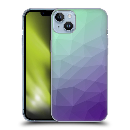 PLdesign Geometric Purple Green Ombre Soft Gel Case for Apple iPhone 14 Plus