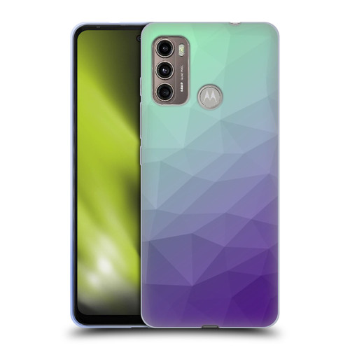 PLdesign Geometric Purple Green Ombre Soft Gel Case for Motorola Moto G60 / Moto G40 Fusion