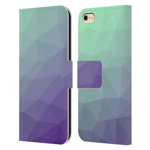 PLdesign Geometric Purple Green Ombre Leather Book Wallet Case Cover For Apple iPhone 6 / iPhone 6s