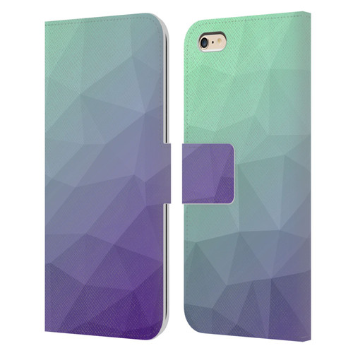PLdesign Geometric Purple Green Ombre Leather Book Wallet Case Cover For Apple iPhone 6 Plus / iPhone 6s Plus