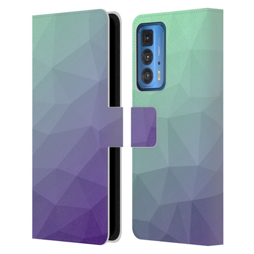 PLdesign Geometric Purple Green Ombre Leather Book Wallet Case Cover For Motorola Edge 20 Pro