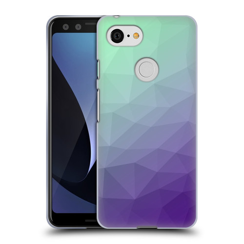 PLdesign Geometric Purple Green Ombre Soft Gel Case for Google Pixel 3