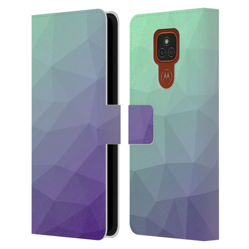 PLdesign Geometric Purple Green Ombre Leather Book Wallet Case Cover For Motorola Moto E7 Plus