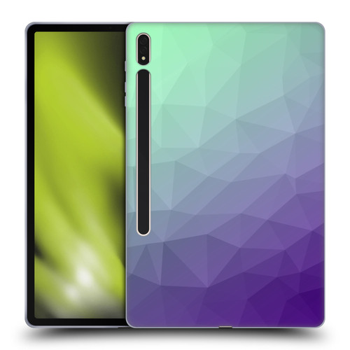 PLdesign Geometric Purple Green Ombre Soft Gel Case for Samsung Galaxy Tab S8 Plus