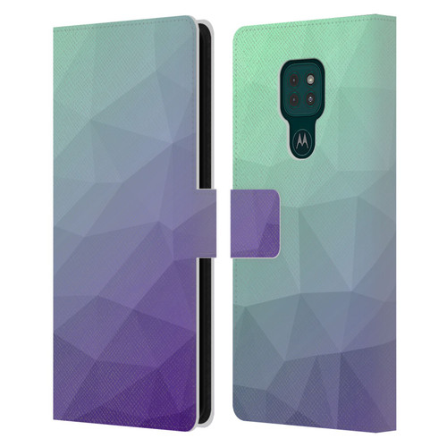 PLdesign Geometric Purple Green Ombre Leather Book Wallet Case Cover For Motorola Moto G9 Play