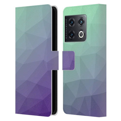 PLdesign Geometric Purple Green Ombre Leather Book Wallet Case Cover For OnePlus 10 Pro