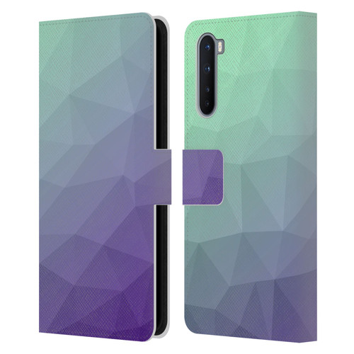 PLdesign Geometric Purple Green Ombre Leather Book Wallet Case Cover For OnePlus Nord 5G