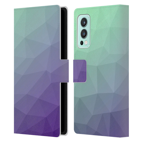 PLdesign Geometric Purple Green Ombre Leather Book Wallet Case Cover For OnePlus Nord 2 5G