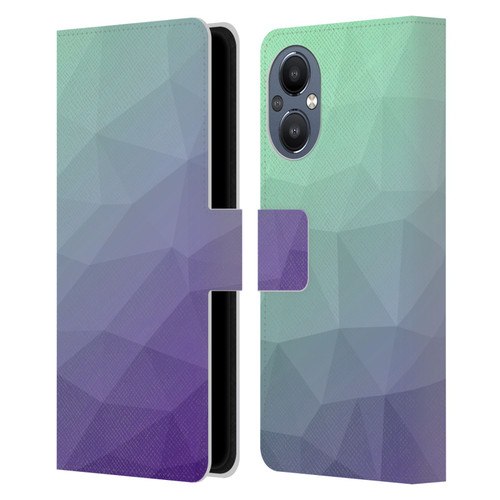 PLdesign Geometric Purple Green Ombre Leather Book Wallet Case Cover For OnePlus Nord N20 5G