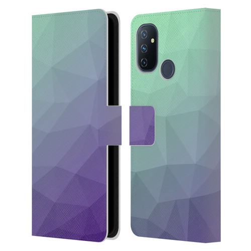 PLdesign Geometric Purple Green Ombre Leather Book Wallet Case Cover For OnePlus Nord N100