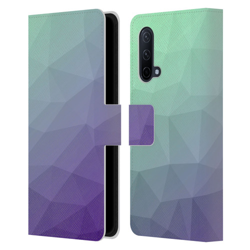 PLdesign Geometric Purple Green Ombre Leather Book Wallet Case Cover For OnePlus Nord CE 5G
