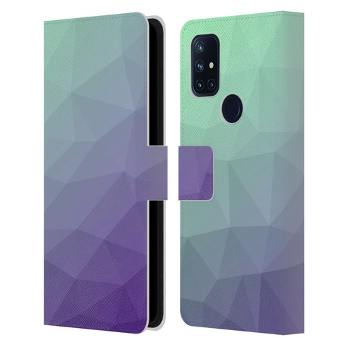 PLdesign Geometric Purple Green Ombre Leather Book Wallet Case Cover For OnePlus Nord N10 5G