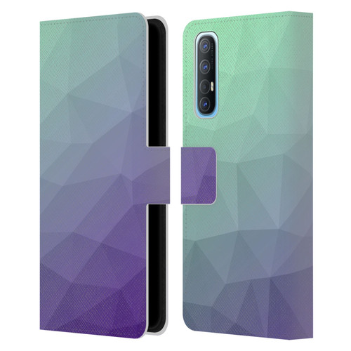 PLdesign Geometric Purple Green Ombre Leather Book Wallet Case Cover For OPPO Find X2 Neo 5G