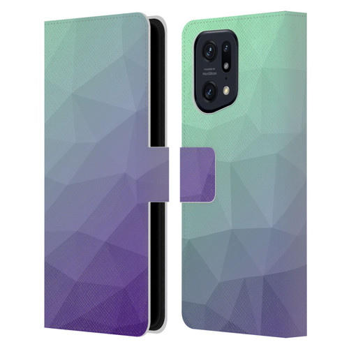 PLdesign Geometric Purple Green Ombre Leather Book Wallet Case Cover For OPPO Find X5 Pro