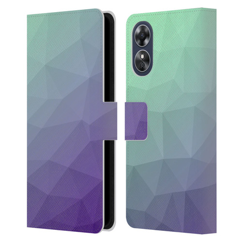 PLdesign Geometric Purple Green Ombre Leather Book Wallet Case Cover For OPPO A17