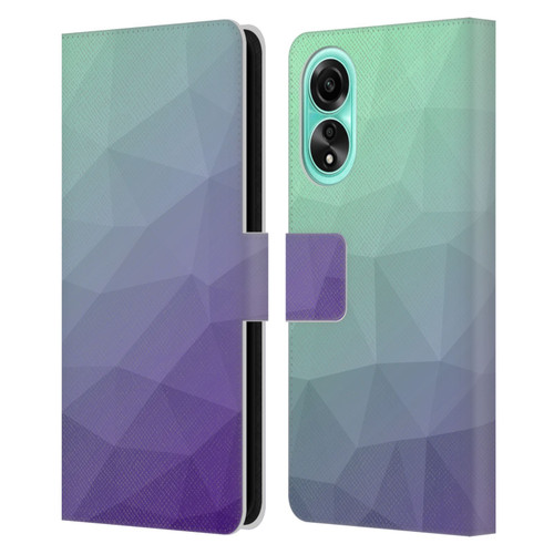 PLdesign Geometric Purple Green Ombre Leather Book Wallet Case Cover For OPPO A78 4G