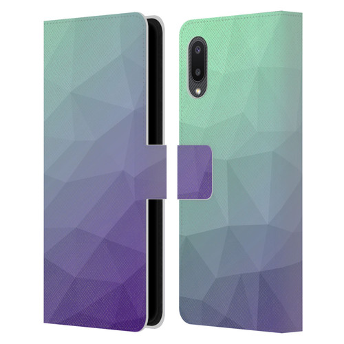 PLdesign Geometric Purple Green Ombre Leather Book Wallet Case Cover For Samsung Galaxy A02/M02 (2021)