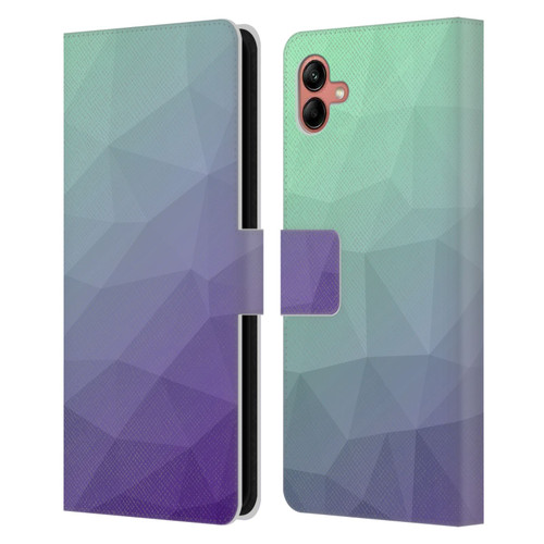 PLdesign Geometric Purple Green Ombre Leather Book Wallet Case Cover For Samsung Galaxy A04 (2022)