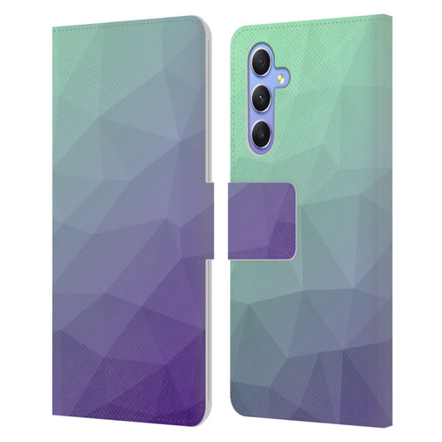 PLdesign Geometric Purple Green Ombre Leather Book Wallet Case Cover For Samsung Galaxy A34 5G