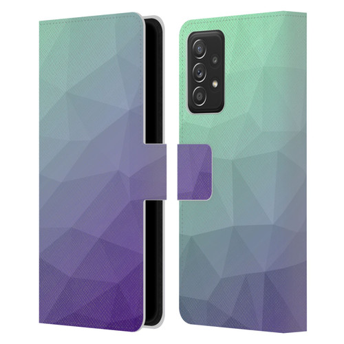 PLdesign Geometric Purple Green Ombre Leather Book Wallet Case Cover For Samsung Galaxy A52 / A52s / 5G (2021)