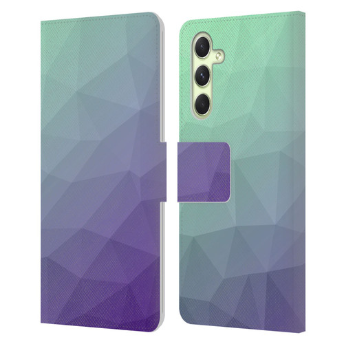 PLdesign Geometric Purple Green Ombre Leather Book Wallet Case Cover For Samsung Galaxy A54 5G