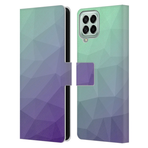 PLdesign Geometric Purple Green Ombre Leather Book Wallet Case Cover For Samsung Galaxy M53 (2022)