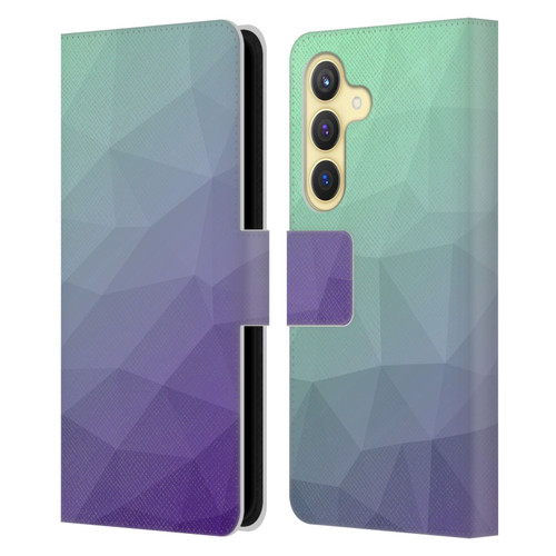 PLdesign Geometric Purple Green Ombre Leather Book Wallet Case Cover For Samsung Galaxy S24 5G