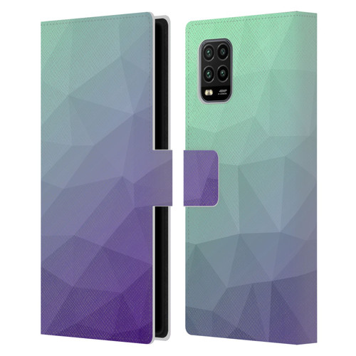PLdesign Geometric Purple Green Ombre Leather Book Wallet Case Cover For Xiaomi Mi 10 Lite 5G